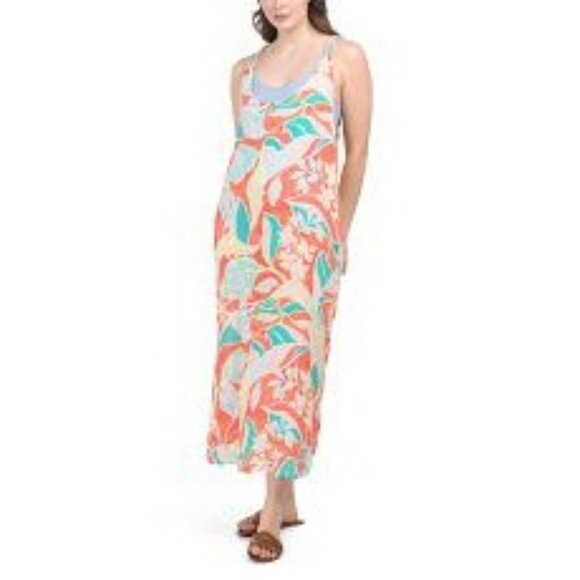 Cynthia Rowley Sleeveless Tropical Floral Maxi Dress With Braided Straps Medium - Picture 3 of 15